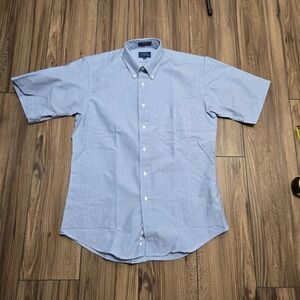 Cambridge Classics Mervyns Mens Short Sleeve Oxford Button Down Shirt Blue 15.5